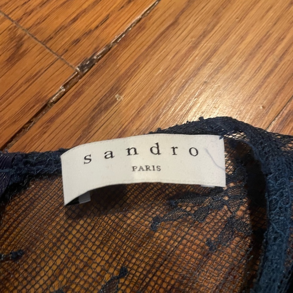 SANDRO Black and Blue Lace Design Dress - Picture 7 of 8